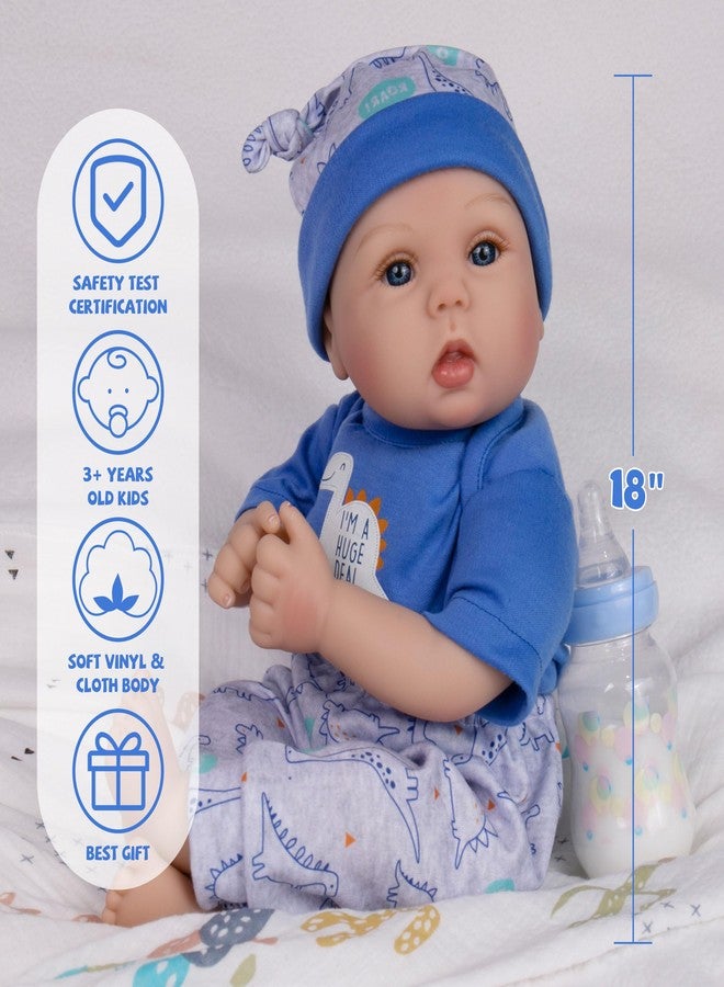 Milidool Lifelike Reborn Baby Dolls Boy - 18-Inch Baby Soft Body Realistic-Newborn Baby Dolls Cloth Body Real Life Baby Dolls with Toy Accessories for Kids Age 3 4 5 6 7 + - Image 4